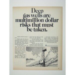 Vintage 1972 American Gas Association Print Ad Deep Gas Wells Energy